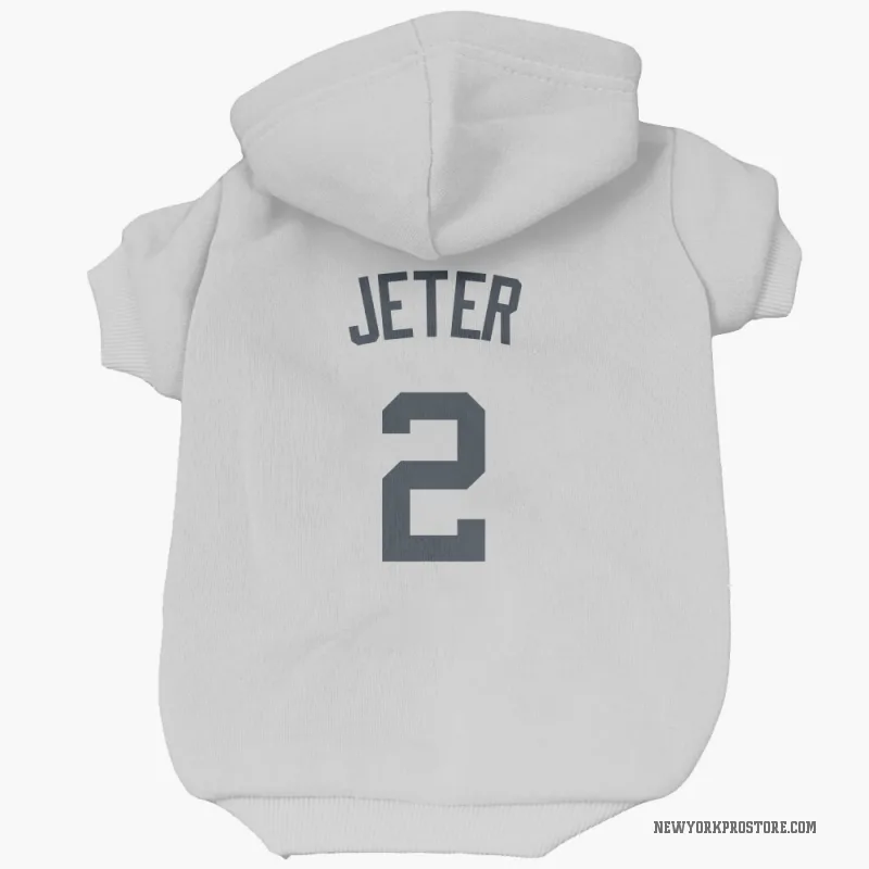 Derek Jeter White New York Yankees Cat & Dog Pet Hoodie