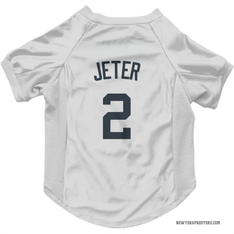Derek Jeter White New York Yankees Cat & Dog Pet Jersey
