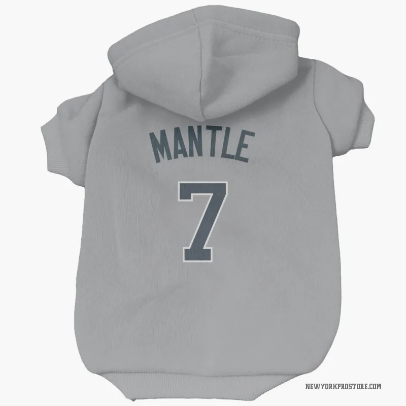 Mickey Mantle Gray New York Yankees Cat & Dog Pet Hoodie