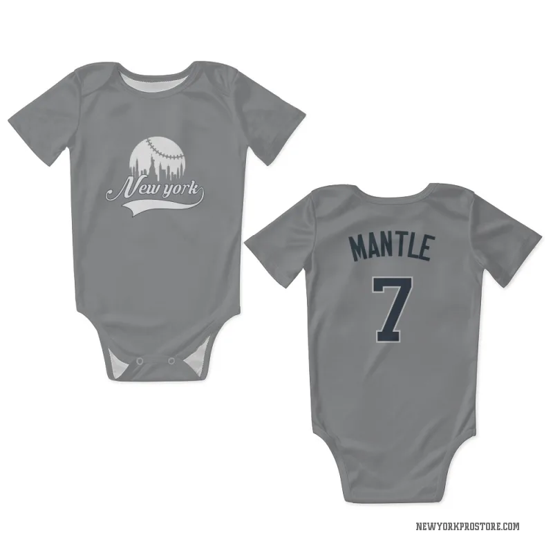 Mickey Mantle Gray New York Yankees Newborn & Infant Bodysuit