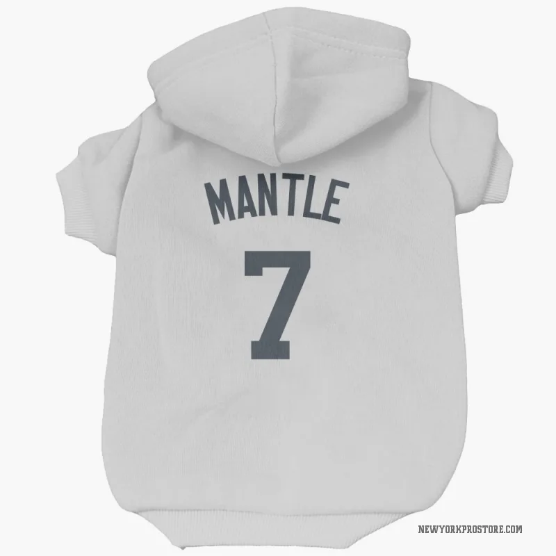 Mickey Mantle White New York Yankees Cat & Dog Pet Hoodie